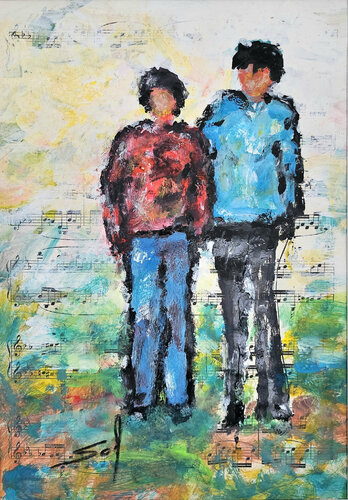 Les deux cousins - o.R 20x30 m.R 32x42 - 2025 di Sof - Sophie Voigt-Chadeyron, Pittura in vendita su Singulart