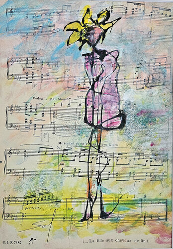La fille aux cheveux de lin - 20225 - o.R 20x30 m.R 31,5x41.5. de Sof - Sophie Voigt-Chadeyron, Pintura a la venta en Singulart
