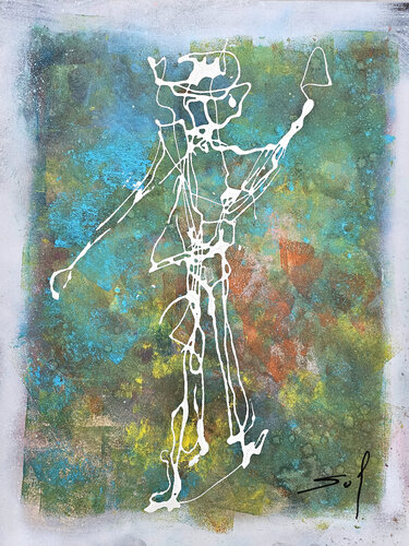 Attrapé en plein vol - 2025 - o.R 40x50 m.R 44x54 di Sof - Sophie Voigt-Chadeyron, Opera su carta in vendita su Singulart