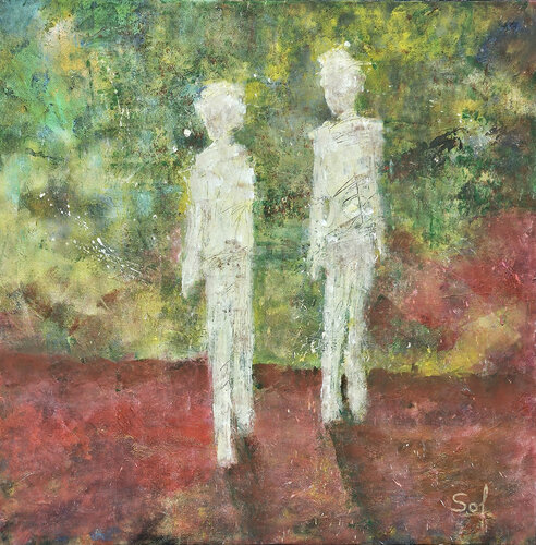 Lunatiques - 100x100 - 2025 par Sof - Sophie Voigt-Chadeyron, Peinture en vente sur Singulart