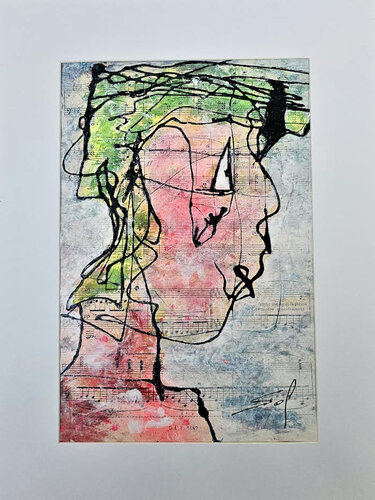 Visage en contrechant - 20x30 / 30x40 par Sof - Sophie Voigt-Chadeyron, Peinture en vente sur Singulart