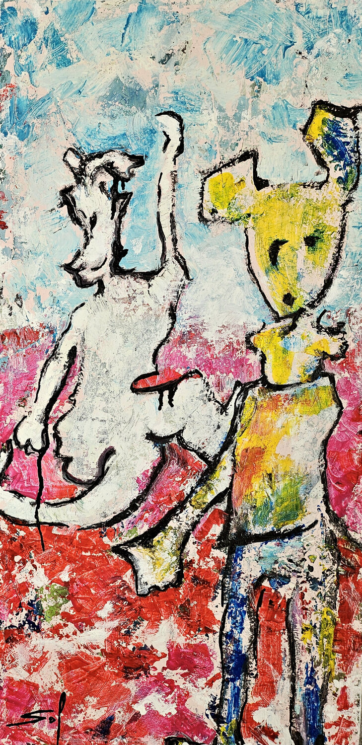 Elle est tarée - 38x78 - 2024 Sof - Sophie Voigt-Chadeyron Originalgemälde zu verkaufen