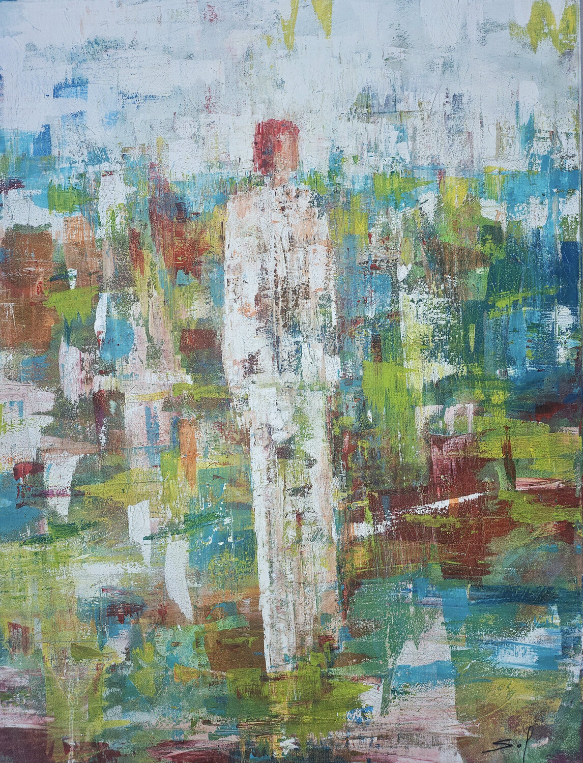 L'étranger dans mon jardin - 80x100 - 2025 Sof - Sophie Voigt-Chadeyron Originalgemälde zu verkaufen