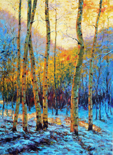 Sibirische Birken im Winterschlaf by Dusko Pavic, 油畫 for Sale on Singulart