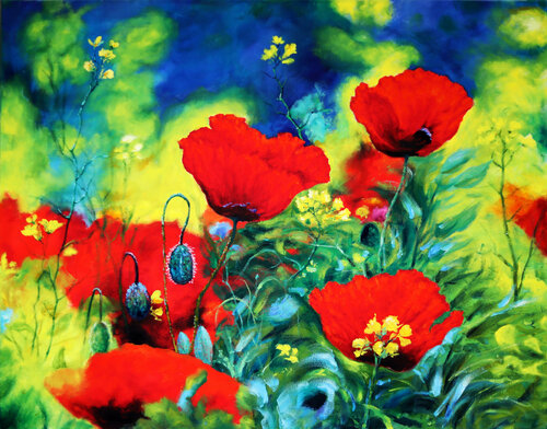 Mohn im Schimmer der Natur van Dusko Pavic, Schilderij te koop op Singulart