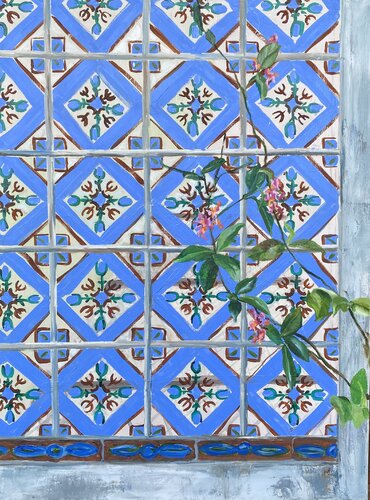 Summer tiles of Lissabon de Jacqueline Engels, Pintura a la venta en Singulart