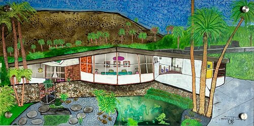 1350 Ladera Cir., Palm Springs. Elvis's honeymoon house. di Pierre Soufflet, Pittura in vendita su Singulart