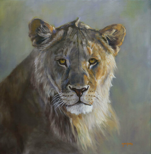 Jeune lion de Sylvie Ajacques, Pintura a la venta en Singulart