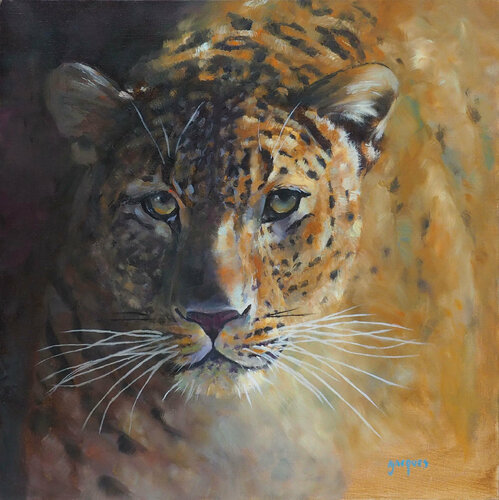 Portrait léopard di Sylvie Ajacques, Pittura in vendita su Singulart