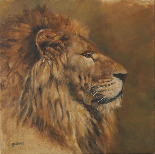 Portrait Le Lion de Sylvie Ajacques, Pintura a la venta en Singulart