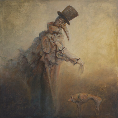 Plague doctor van Oleg Radvan, Schilderij te koop op Singulart