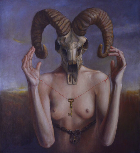The red thead. van Oleg Radvan, Schilderij te koop op Singulart