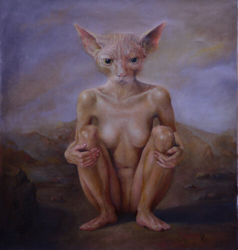 The kitten. van Oleg Radvan, Schilderij te koop op Singulart