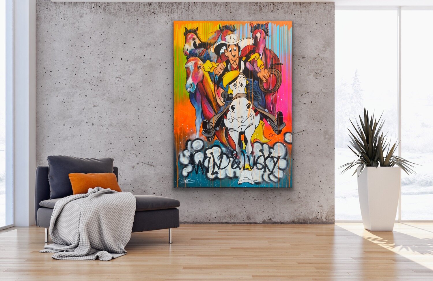 wild \u0026 lucky di Sabrina Seck (2023): Pittura a Acrilico, Lacca su Tela -  Singulart, image size:1500x974