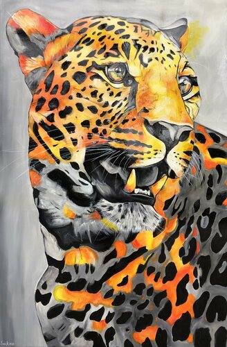 Jaguar von Sabrina Seck (2020): Malerei Acryl, Lack auf Leinwand
