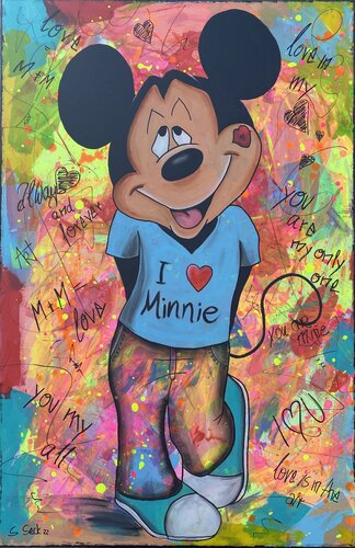 mickey loves minni di Sabrina Seck, Pittura in vendita su Singulart