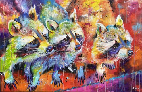 raccoons di Sabrina Seck, Pittura in vendita su Singulart