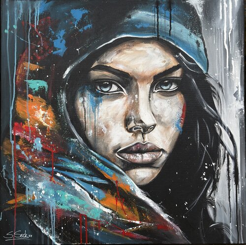blue cape van Sabrina Seck, Schilderij te koop op Singulart
