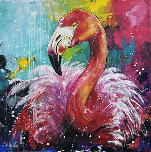 be like a flamingo von Sabrina Seck, Malerei kaufen auf Singulart