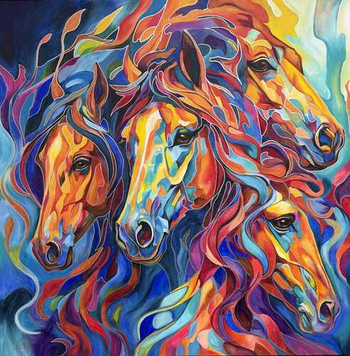 power of horses par Sabrina Seck, Peinture en vente sur Singulart