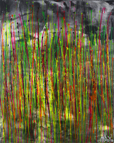 Dynamic drizzles (Yellow reflection) par Nestor Toro, Peinture en vente sur Singulart