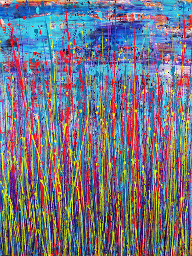 Spring drizzles (over blue) par Nestor Toro, Peinture en vente sur Singulart