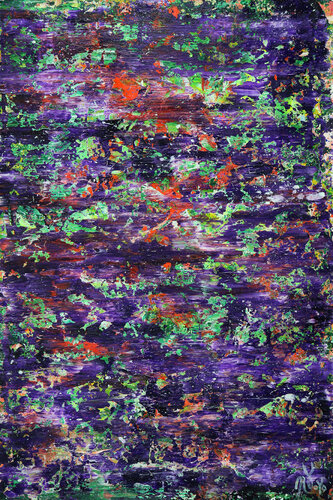 Mystery garden ( in scarlet, purple and green) de Nestor Toro, Pintura a la venta en Singulart