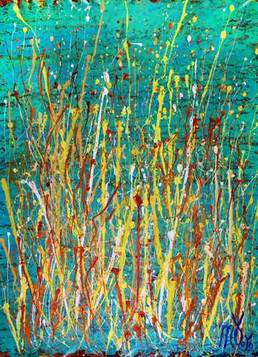 Drizzles Frenzy Over Aqua Green von Nestor Toro, Malerei kaufen auf Singulart