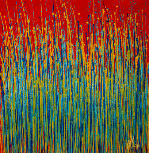 Garden rhythm (Over Red) 2 by Nestor Toro, 油畫 for Sale on Singulart