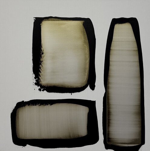 Black and white with pearl yellow von Anca Todrican, Malerei kaufen auf Singulart