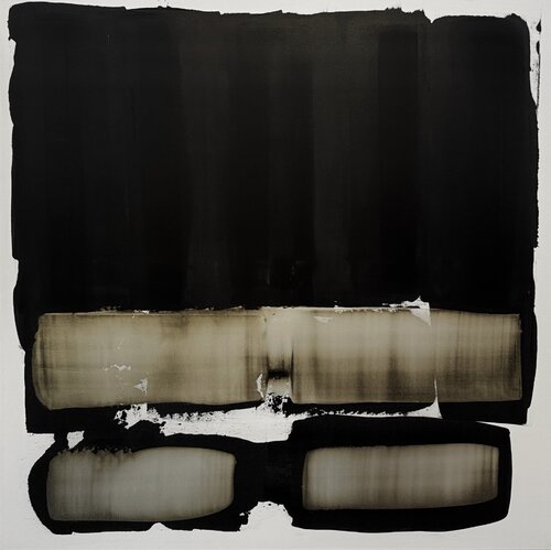 Black and white with pearl yellow N.9 by Anca Todrican, Painting for Sale on Singulart