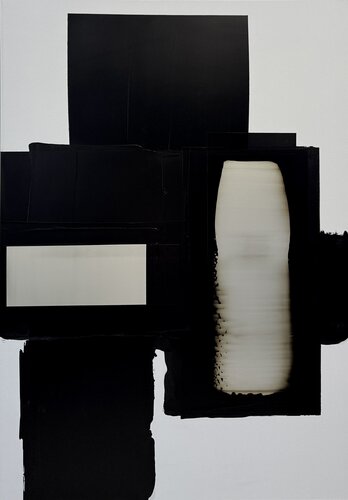 Black and white with pearl yellow N.9 by Anca Todrican, Painting for Sale on Singulart