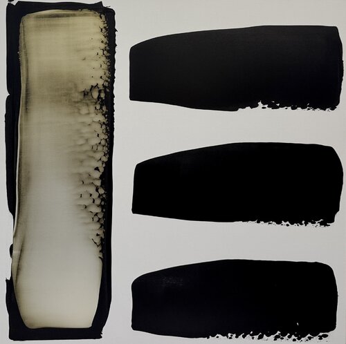 Black and white with pearl yellow N.10 by Anca Todrican, Painting for Sale on Singulart