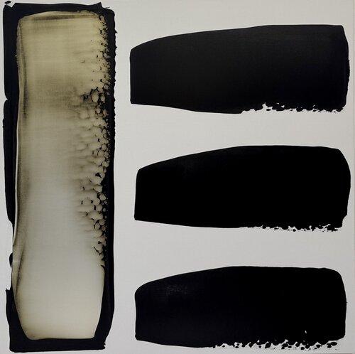 Black and white with pearl yellow N.10 van Anca Todrican, Schilderij te koop op Singulart