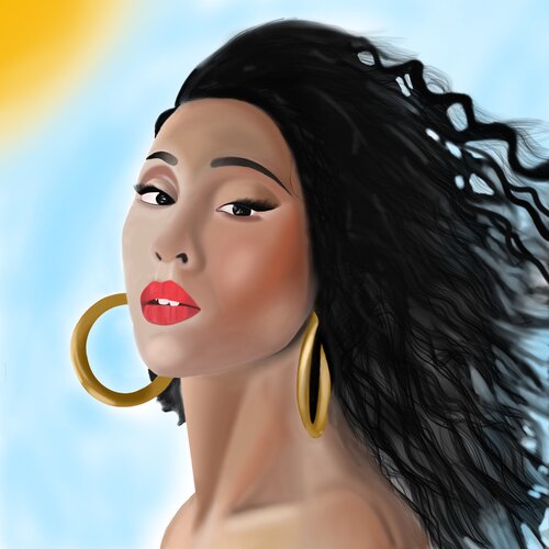 Michaela at the beach van Sumit Mehndiratta, Schilderij te koop op Singulart