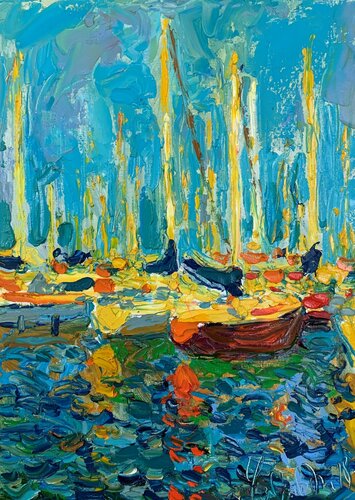 Solar boats by Andrey Chebotaru, Painting for Sale on Singulart