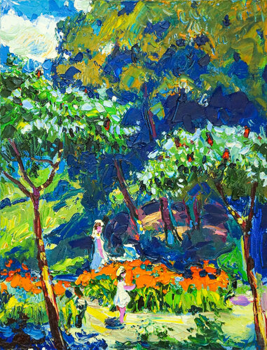 Summer park di Andrey Chebotaru, Pittura in vendita su Singulart