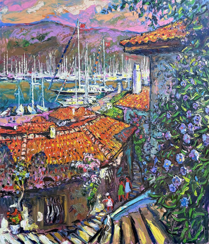 Solar roofs of the Marmaris di Andrey Chebotaru, Pittura in vendita su Singulart
