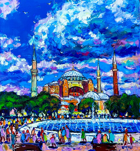 Hagia Sophia. Sunny day in Istanbul van Andrey Chebotaru, Schilderij te koop op Singulart