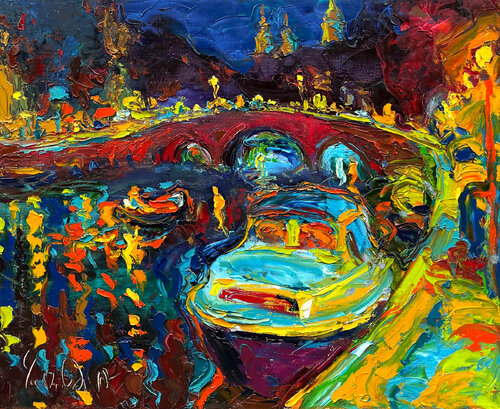 Night colors of Amsterdam von Andrey Chebotaru, Malerei kaufen auf Singulart