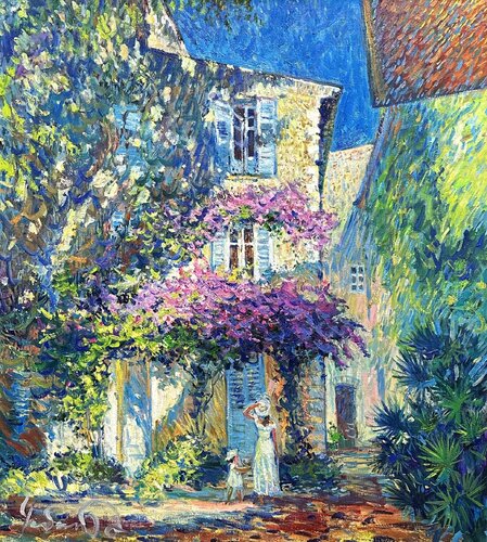 "The paradise сourtyard" Antibes French Riviera di Andrey Chebotaru, Pittura in vendita su Singulart