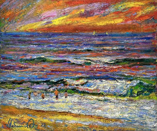 "Evening on Kyiv Sea" Kyiv Ukraine van Andrey Chebotaru, Schilderij te koop op Singulart