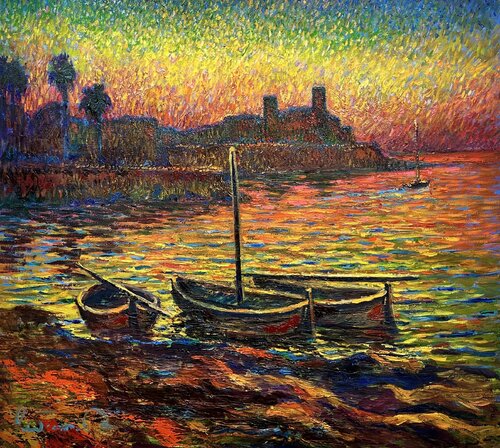 "Evening over Antibes" Antibes. France. de Andrey Chebotaru, Pintura a la venta en Singulart