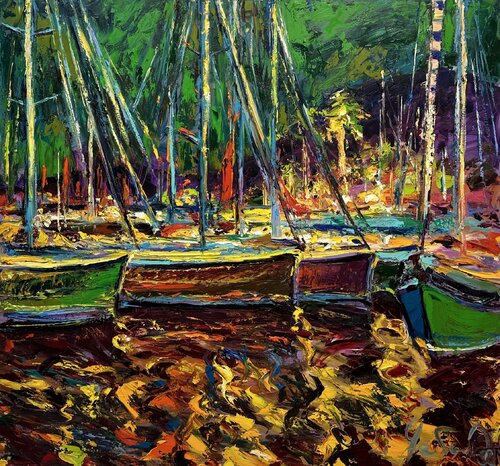 "Night Marina of Marmaris" Marmaris Turkey by Andrey Chebotaru, Painting for Sale on Singulart