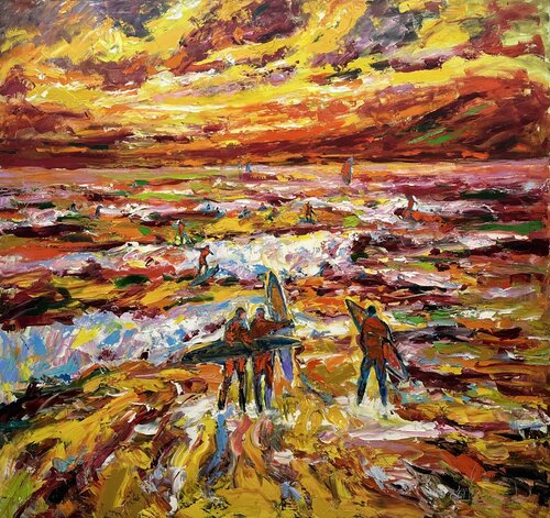 "Riding the Crest of Waves". Hendaye. France. by Andrey Chebotaru, Painting for Sale on Singulart