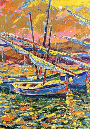 Evening over the Bay di Andrey Chebotaru, Pittura in vendita su Singulart