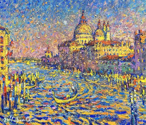 Gentle evening in Venice di Andrey Chebotaru, Pittura in vendita su Singulart