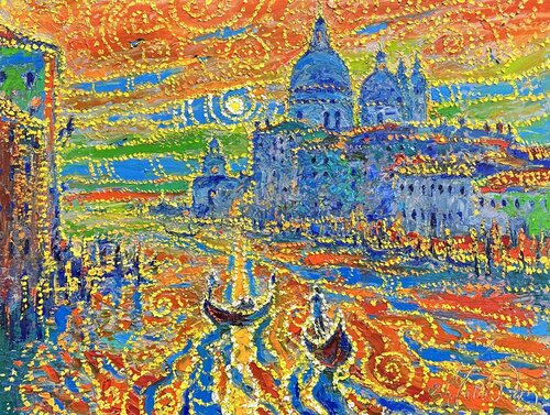 Radiance of the Venetian lagoon van Andrey Chebotaru, Schilderij te koop op Singulart