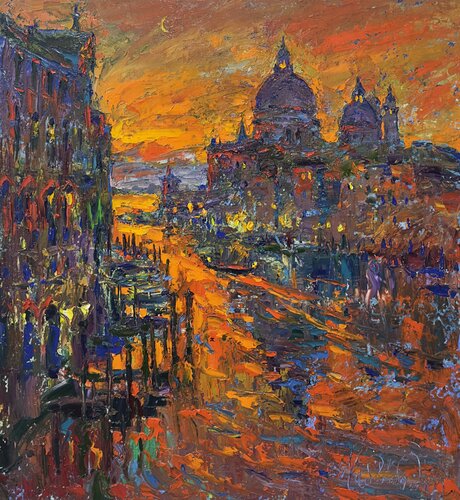 Golden waters of Venice von Andrey Chebotaru, Malerei kaufen auf Singulart