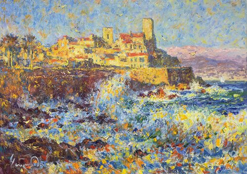 Antibes in golden rays van Andrey Chebotaru, Schilderij te koop op Singulart